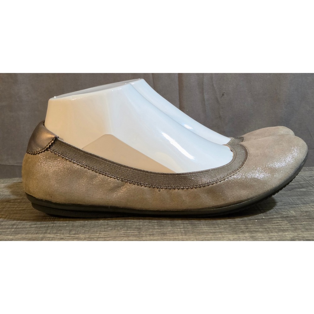 Lands' End Suede Ballet Flats Women's Size 8 Silver Gray